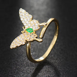Zircon Adjustable Engagement Ring with Crystal Wedding Rings