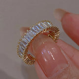 Zircon Adjustable Engagement Ring with Crystal Wedding Rings