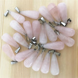 Natural Roses Quartz Pink Crystal Water Drop Stone Pendants 50pcs/lot
