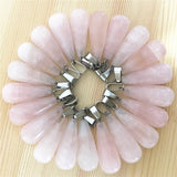 Natural Roses Quartz Pink Crystal Water Drop Stone Pendants 50pcs/lot