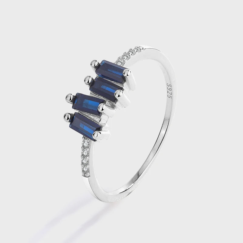 Sapphire Couple Ring Diamond Sterling Silver Anniversary Gift