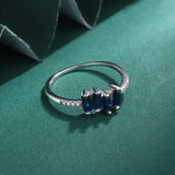 Sapphire Couple Ring Diamond Sterling Silver Anniversary Gift