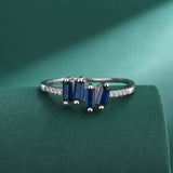 Sapphire Couple Ring Diamond Sterling Silver Anniversary Gift
