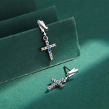 Rainbow Cross Pink Champagne Diamond Stud Earring Sterling S925 Silver