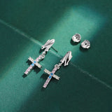 Rainbow Cross Pink Champagne Diamond Stud Earring Sterling S925 Silver