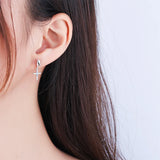 Rainbow Cross Pink Champagne Diamond Stud Earring Sterling S925 Silver