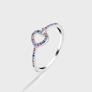Heart Cutout Diamond Couple Ring Women Love Shape