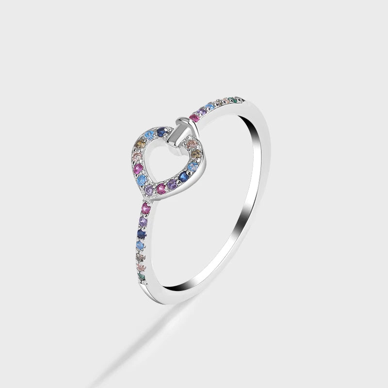 Heart Cutout Diamond Couple Ring Women Love Shape