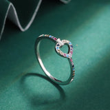 Heart Cutout Diamond Couple Ring Women Love Shape