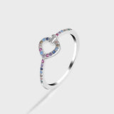Heart Cutout Diamond Couple Ring Women Love Shape