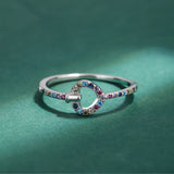 Heart Cutout Diamond Couple Ring Women Love Shape