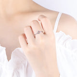 Heart Cutout Diamond Couple Ring Women Love Shape