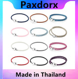 S925 Silver Multicolor 12 Colors Children Double-Leather Bracelet DIY Gift