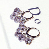 Tassels Charm Hoop Earrings with Zircon Pendant