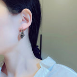 Tassels Charm Hoop Earrings with Zircon Pendant