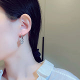 Tassels Charm Hoop Earrings with Zircon Pendant