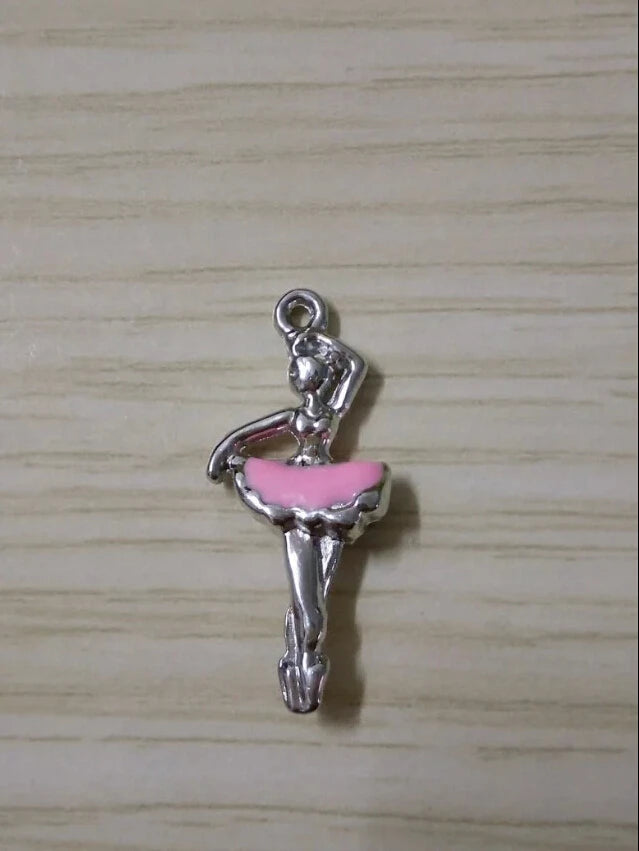 Vintage Ballerina Girl Charm Pendant Necklace for DIY Jewelry