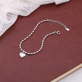 925 Sterling Silver Sweet Love Bracelet Peach Heart Lady Bracelet