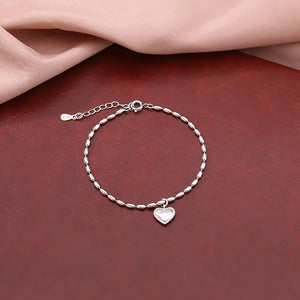 925 Sterling Silver Sweet Love Bracelet Peach Heart Lady Bracelet