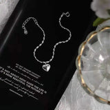 925 Sterling Silver Sweet Love Bracelet Peach Heart Lady Bracelet