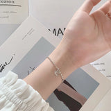 925 Sterling Silver Sweet Love Bracelet Peach Heart Lady Bracelet