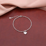 925 Sterling Silver Sweet Love Bracelet Peach Heart Lady Bracelet