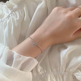 925 Sterling Silver Sweet Love Bracelet Peach Heart Lady Bracelet