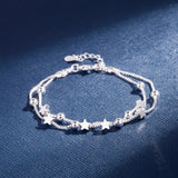925 Silver Charm Chain Bracelet for Women Party Wedding Jewelry 20cm