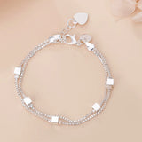 925 Silver Charm Chain Bracelet for Women Party Wedding Jewelry 20cm