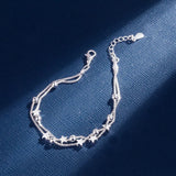 925 Silver Charm Chain Bracelet for Women Party Wedding Jewelry 20cm