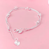 925 Silver Charm Chain Bracelet for Women Party Wedding Jewelry 20cm