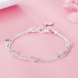 925 Silver Charm Chain Bracelet for Women Party Wedding Jewelry 20cm