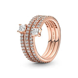 Pansy Angel Wings 925 Silver Rose Zircon Heart Style Women Ring