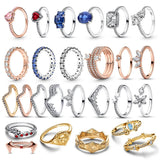 Pansy Angel Wings 925 Silver Rose Zircon Heart Style Women Ring