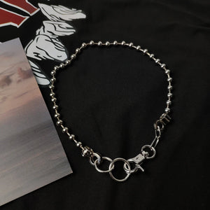 Gothic Punk Personality Silver Keychain Buckle Neck Chain Collar Choker