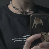 Gothic Punk Personality Silver Keychain Buckle Neck Chain Collar Choker