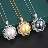 16mm South Sea Shell Stud Pearl Pendant Necklace 925S