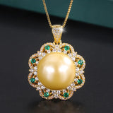 16mm South Sea Shell Stud Pearl Pendant Necklace 925S