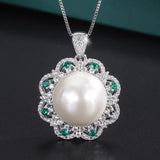 16mm South Sea Shell Stud Pearl Pendant Necklace 925S