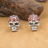 Vintage Thai Silver Skull Earrings 925 Sterling Silver Man Earring