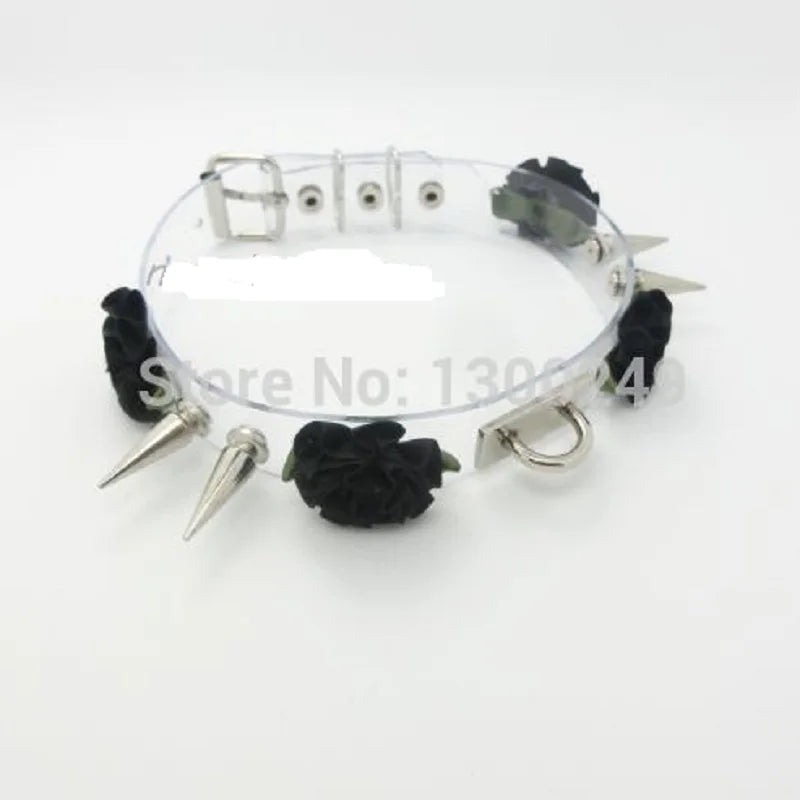 Harajuku Hot Dark Rivet Transparent Leather Choker Necklaces