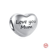 925 Silver Pink Love Pendant Mom Dangle Charm