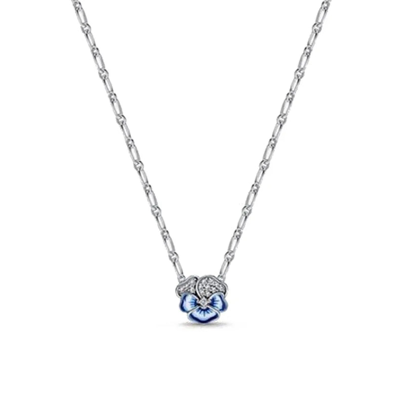 Hot Zircon Flowers Necklace Charm for Women Pendant Beads DIY Jewelry Gift
