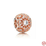 Hot Rose Charm Fit Bracelet s925 Silver Pendant Zircon Love Beads