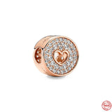 Hot Rose Charm Fit Bracelet s925 Silver Pendant Zircon Love Beads