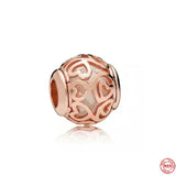 Hot Rose Charm Fit Bracelet s925 Silver Pendant Zircon Love Beads
