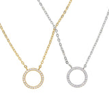925 Sterling Silver Lucky Circle Pendant Necklaces CZ Charm Jewelry
