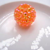 Orange 20mm Chunky Resin Rhinestone Ball Beads Sew On DIY Accessories