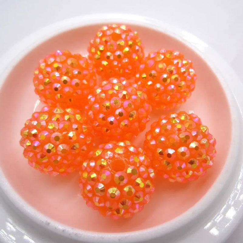 Orange 20mm Chunky Resin Rhinestone Ball Beads Sew On DIY Accessories