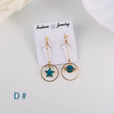 Korea Style Enamel Star Moon Clip on Earrings for Women Party Gift